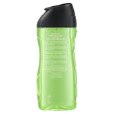 A green plastic bottle with a black flip-top cap and white text on the back label—ideal packaging for Adidas - Active Start Shower Gel - 250ml.